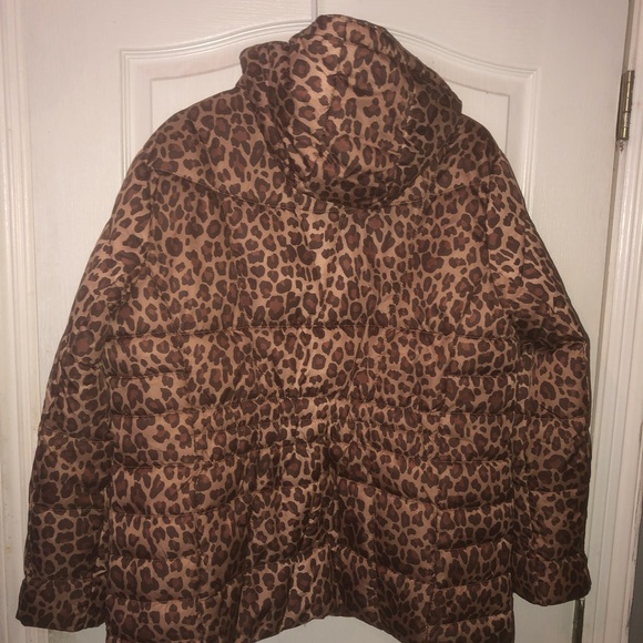 PRWND Vintage Faded glory puffer jacket XXL brown cheetah print .worn once - Picture 3 of 16